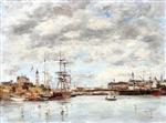 Eugene Boudin  - Bilder Gemälde - Deauvile, the Harbor