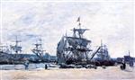 Eugene Boudin  - Bilder Gemälde - Deauville, Docked Boats