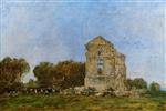 Eugene Boudin  - Bilder Gemälde - Deauville, Ruins of the Chateau de Lassay