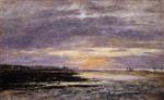 Eugene Boudin  - Bilder Gemälde - Deauville, Sunset on the Beach