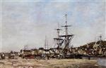 Eugene Boudin  - Bilder Gemälde - Deauville, the Docks