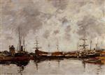 Eugene Boudin  - Bilder Gemälde - Deauville, the Harbor
