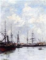 Eugene Boudin  - Bilder Gemälde - Deauville, the Harbor