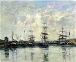 Eugene Boudin  - Bilder Gemälde - Deauville, the Harbor