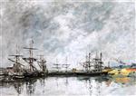 Eugene Boudin  - Bilder Gemälde - Deauville, the Harbor