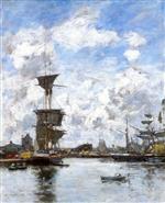 Eugene Boudin  - Bilder Gemälde - Deauville, the Harbor