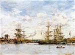 Eugene Boudin  - Bilder Gemälde - Deauville, the Harbor