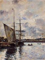 Eugene Boudin  - Bilder Gemälde - Deauville, the Harbor
