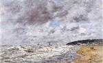 Eugene Boudin  - Bilder Gemälde - Deauville, the Shore in Heavy Weather