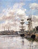 Eugene Boudin  - Bilder Gemälde - Dieppe, Bateau à quay