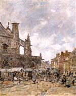 Eugene Boudin  - Bilder Gemälde - Dieppe, Place Nationale on Market Day