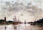 Eugene Boudin  - Bilder Gemälde - Dordrecht, La Meuse, View of Swandrecht