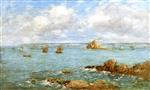 Eugene Boudin  - Bilder Gemälde - Douarnenez, Boats in the Bay