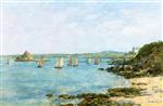 Eugene Boudin  - Bilder Gemälde - Douarnenez, Fishing Boats on the Bay