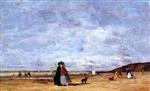 Eugene Boudin  - Bilder Gemälde - Elegant Women on the Beach