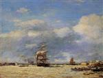 Eugene Boudin  - Bilder Gemälde - Entering the Port of Havre