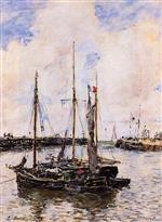 Eugene Boudin  - Bilder Gemälde - Entrance to the Port of Trouville