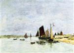 Eugene Boudin  - Bilder Gemälde - Etaples, Boats in Port
