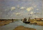 Eugene Boudin  - Bilder Gemälde - Etaples, La Canache, Low Tide