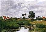 Eugene Boudin  - Bilder Gemälde - Farmhouse near Dunkirk