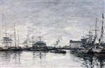 Eugene Boudin  - Bilder Gemälde - Fecamp, the Harbor