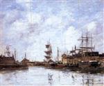 Eugene Boudin  - Bilder Gemälde - Fecamp, the Inner Harbor