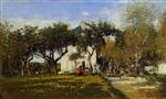 Eugene Boudin  - Bilder Gemälde - Fervaques, Garden and House of Monsieur Jacuette