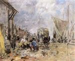 Eugene Boudin  - Bilder Gemälde - Fish Market, Trouville