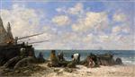 Eugene Boudin  - Bilder Gemälde - Fishermen on the Beach
