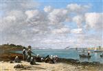 Eugene Boudin  - Bilder Gemälde - Fisherwomen of Kerhor