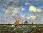 Eugene Boudin  - Bilder Gemälde - Fishing Boats