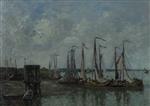 Eugene Boudin  - Bilder Gemälde - Fishing Boats, Anvers