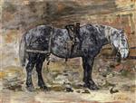 Eugene Boudin  - Bilder Gemälde - Fishmonger's Horse