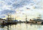 Eugene Boudin  - Bilder Gemälde - Fécamp, the Harbor at Sunset