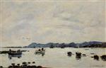 Eugene Boudin  - Bilder Gemälde - Golfe-Juan, the Bay and the Mountains of Esterel