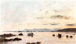 Eugene Boudin  - Bilder Gemälde - Golfe-Juan, the Squadron in the Bay