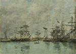 Eugene Boudin  - Bilder Gemälde - Harbour Scene