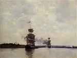 Eugene Boudin  - Bilder Gemälde - Havre, the Outer Harbor
