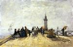 Eugene Boudin  - Bilder Gemälde - Honfleur, the Jetty