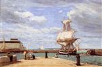 Eugene Boudin  - Bilder Gemälde - Honfleur, the Port