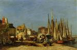Eugene Boudin  - Bilder Gemälde - Honfleur, the Quarantine Dock and the Cattle Market
