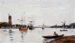Eugene Boudin  - Bilder Gemälde - La Meuse at Dordrecht