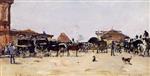 Eugene Boudin  - Bilder Gemälde - La Place de la Gare, Deauville