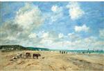 Eugene Boudin  - Bilder Gemälde - La plage à Deauville