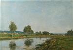 Eugene Boudin  - Bilder Gemälde - La rivière morte a Deauville
