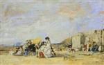 Eugene Boudin  - Bilder Gemälde - Lady in White on the Beach at Trouville