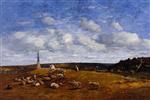 Eugene Boudin  - Bilder Gemälde - Landscape near Deauville