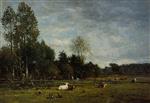 Eugene Boudin  - Bilder Gemälde - Landscape near Honfleur-2