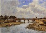 Eugene Boudin  - Bilder Gemälde - Laundresses on the Banks of the Touques-8