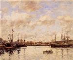 Eugene Boudin  - Bilder Gemälde - Le Havre, a Basin